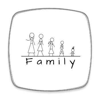 Famille de figurines en bâton - Magnet carré - blanc - Devant