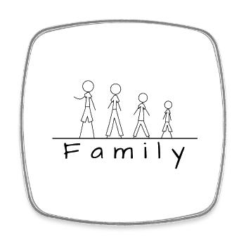 Stick figure family - Square fridge magnet - white - Front