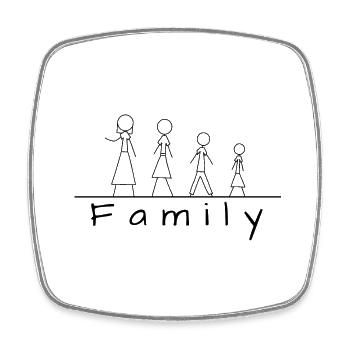Famille de figurines en bâton - Magnet carré - blanc - Devant