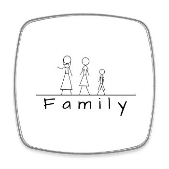 Famille de figurines en bâton - Magnet carré - blanc - Devant