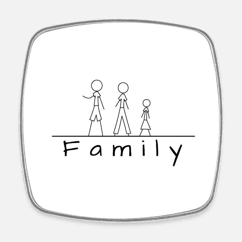 Stick figure family - Square fridge magnet - white