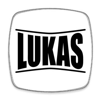 Lukas T-Shirt T-Shirt Geschenkidee - Viereckiger Kühlschrankmagnet - Weiß - Vorne