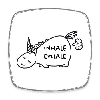 Unicorn - Inhale Exhale - Square fridge magnet - white - Front