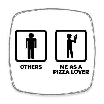 Figurines en bâtonnet de pizza - Magnet carré - blanc - Devant