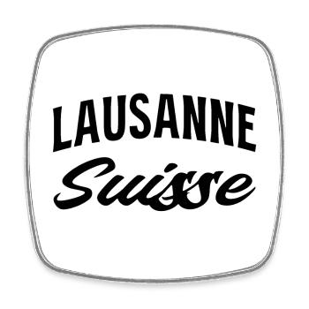 Lausanne Suisse – Typografie mit Romandie-Charme   - Viereckiger Kühlschrankmagnet - Weiß - Vorne