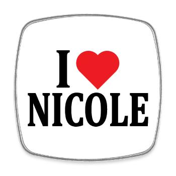 I love Nicole t-shirt t-shirt gift idea - Square fridge magnet - white - Front