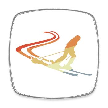 Dessin de skieur drôle - Magnet carré - blanc - Devant