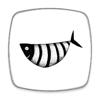 Poisson drôle - Magnet carré - blanc - Devant