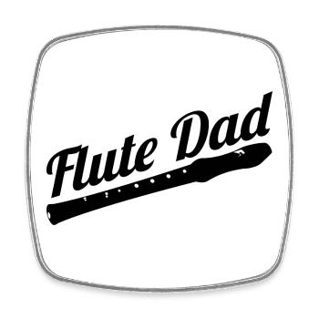 Flute player father - Square fridge magnet - white - Front