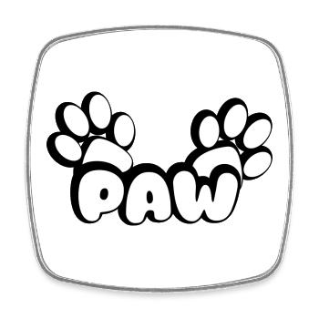 Paw Katzenpfoten Design mit zwei Pfötchen - Viereckiger Kühlschrankmagnet - Weiß - Vorne