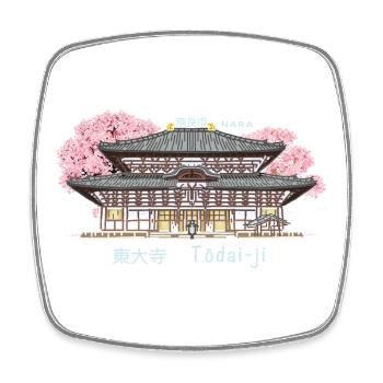 Nara Todai-ji, Patrimoine de l’Humanité, Temple au Japon Dessin - Magnet carré - blanc - Devant
