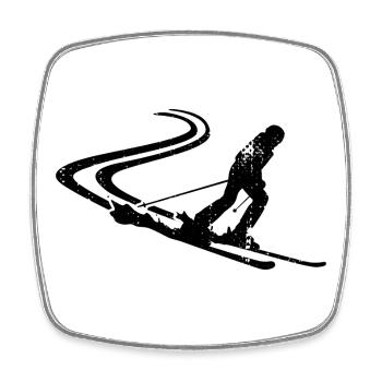 Dessin de skieur - Magnet carré - blanc - Devant