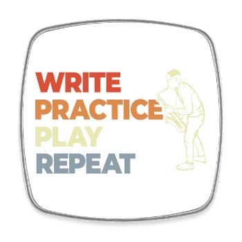 Write Practice Play Repeat - Viereckiger Kühlschrankmagnet - Weiß - Vorne
