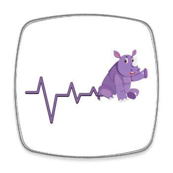 Lila Rhino Herzschlag Design - Viereckiger Kühlschrankmagnet - Weiß - Vorne