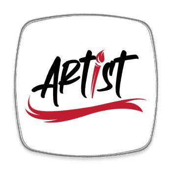 artist brush logo art icon brush stroke icon - Square fridge magnet - white - Front
