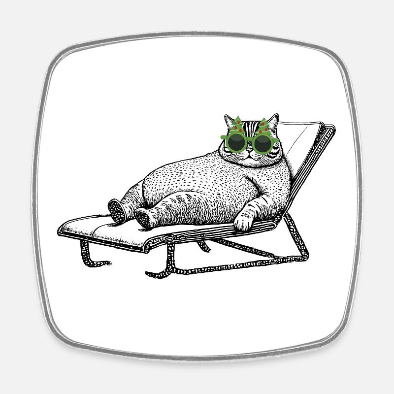 Vacances pour chats - Magnet carré - blanc