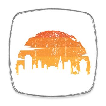 Sunset Skyline Rider - Square fridge magnet - white - Front