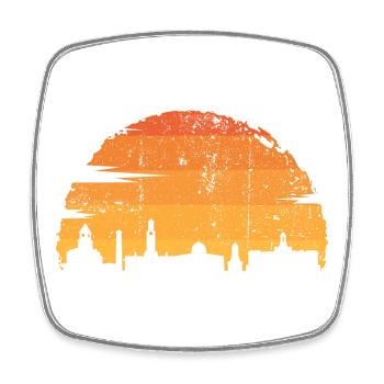 Sunset Skyline Silhouette - Square fridge magnet - white - Front