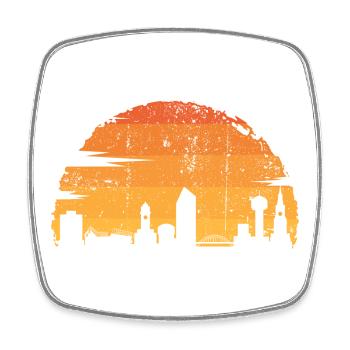 Urbane Sonnenuntergangssilhouette - Viereckiger Kühlschrankmagnet - Weiß - Vorne