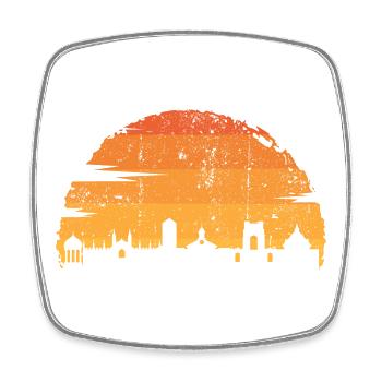 Goldene Stunde Stadtsilhouette - Viereckiger Kühlschrankmagnet - Weiß - Vorne