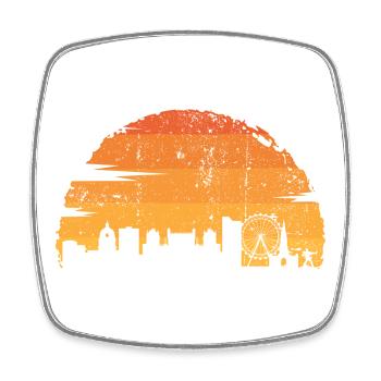 Silhouette d’horizon du coucher de soleil - Magnet carré - blanc - Devant