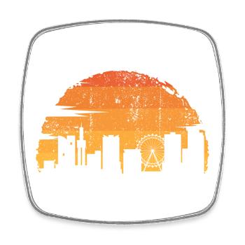 Sonnenuntergang Skyline Silhouette - Viereckiger Kühlschrankmagnet - Weiß - Vorne