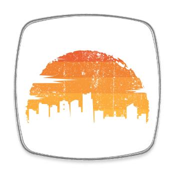 Sonnenuntergang Skyline Silhouette - Viereckiger Kühlschrankmagnet - Weiß - Vorne