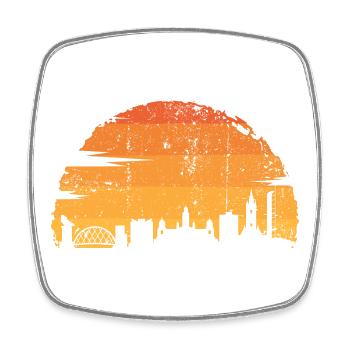 Sonnenuntergang Skyline Silhouette - Viereckiger Kühlschrankmagnet - Weiß - Vorne