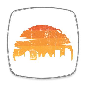 Sunset Skyline Silhouette - Square fridge magnet - white - Front