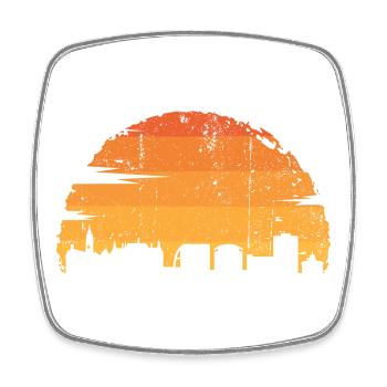 Sonnenuntergang Skyline Pinselstrich - Viereckiger Kühlschrankmagnet - Weiß - Vorne