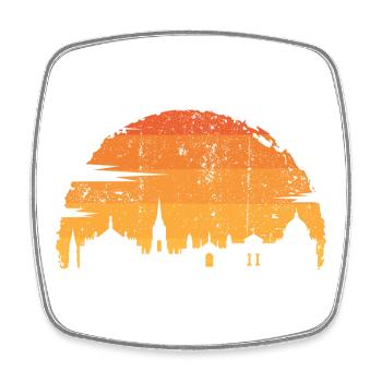 Silhouette d’horizon du coucher de soleil - Magnet carré - blanc - Devant