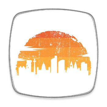 Sunset City Skyline Silhouette - Square fridge magnet - white - Front