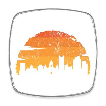 Sonnenuntergang Skyline Silhouette - Viereckiger Kühlschrankmagnet - Weiß - Vorne