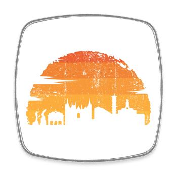 Sonnenuntergang Skyline Silhouette - Viereckiger Kühlschrankmagnet - Weiß - Vorne