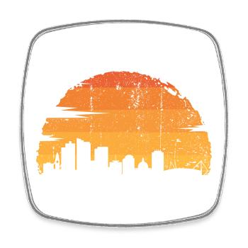 Silhouette des Stadtuntergangs - Viereckiger Kühlschrankmagnet - Weiß - Vorne
