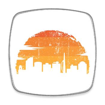 Golden Skyline Sunset - Square fridge magnet - white - Front