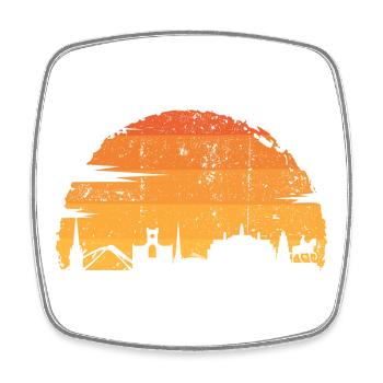 Sonnenuntergang Skyline Silhouette - Viereckiger Kühlschrankmagnet - Weiß - Vorne