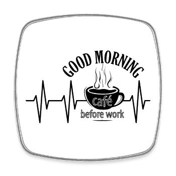 puls Herzschlag ekg Cafe coffee Kaffee Arbeit icon - Viereckiger Kühlschrankmagnet - Weiß - Vorne