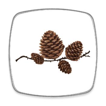 Beautiful larch cones on a branch - Square fridge magnet - white - Front