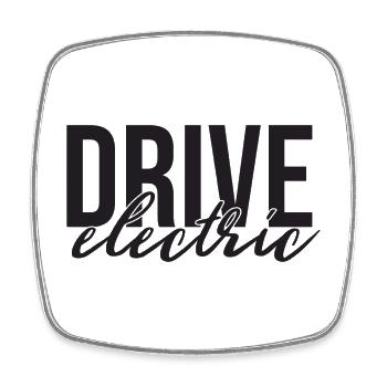 Drive Electric Supercharge - Electric Car Fans - Square fridge magnet - white - Front