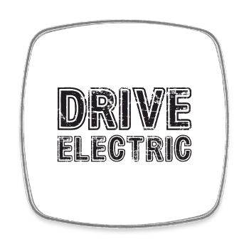 Drive Electric Supercharge - Elektro Auto Fans - Viereckiger Kühlschrankmagnet - Weiß - Vorne