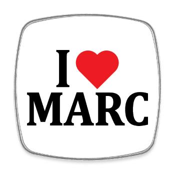 t-shirt I love Marc t-shirt gift idea - Square fridge magnet - white - Front