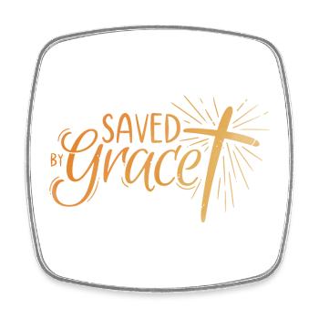 Saved by Grace Lettering - Viereckiger Kühlschrankmagnet - Weiß - Vorne