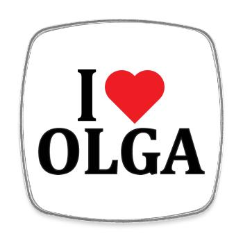 T-Shirt Ich liebe Olga T-Shirt Geschenkidee - Viereckiger Kühlschrankmagnet - Weiß - Vorne