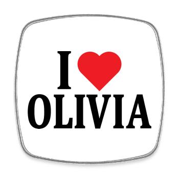 t-shirt I love Olivia t-shirt gift idea - Square fridge magnet - white - Front