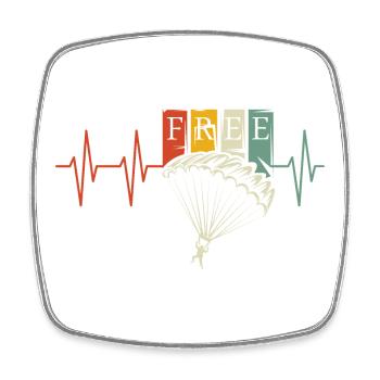 puls Fallschirm retro Herzschlag Symbol Springer - Viereckiger Kühlschrankmagnet - Weiß - Vorne