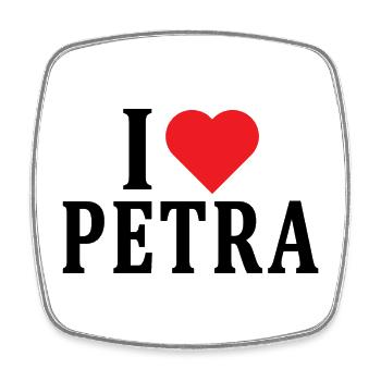 T-Shirt I love Petra T-Shirt Geschenkidee - Viereckiger Kühlschrankmagnet - Weiß - Vorne