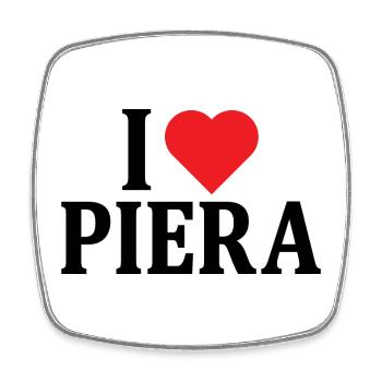 Tee shirt J'aime Piera idée cadeau t-shirt - Magnet carré - blanc - Devant