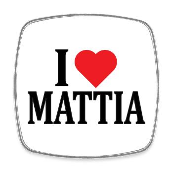 T-Shirt Ich liebe Mattia T-Shirt Geschenkidee - Viereckiger Kühlschrankmagnet - Weiß - Vorne