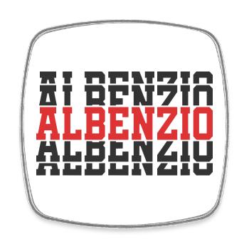 Albenzio t-shirt gift t-shirt stacked text - Square fridge magnet - white - Front
